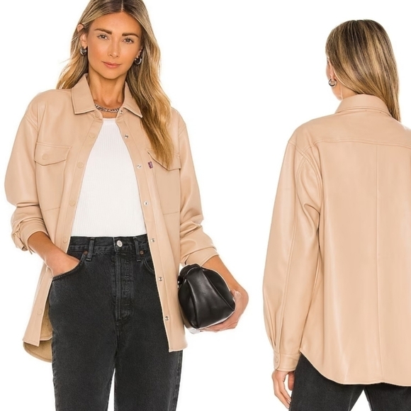 NWT LEVI'S FAUX LEATHER SHACKET IN TAN SIZE XL